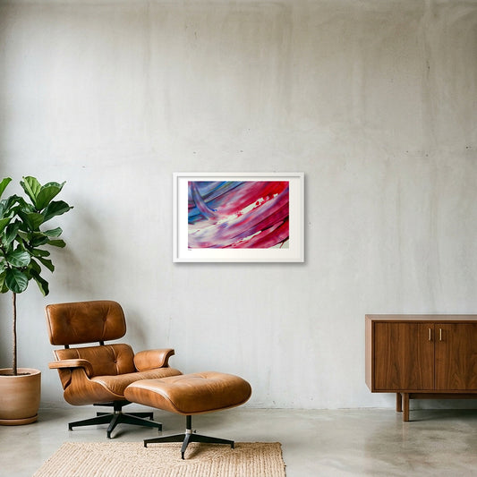 Crimson Current — 60×40cm, 24×16" White Frame