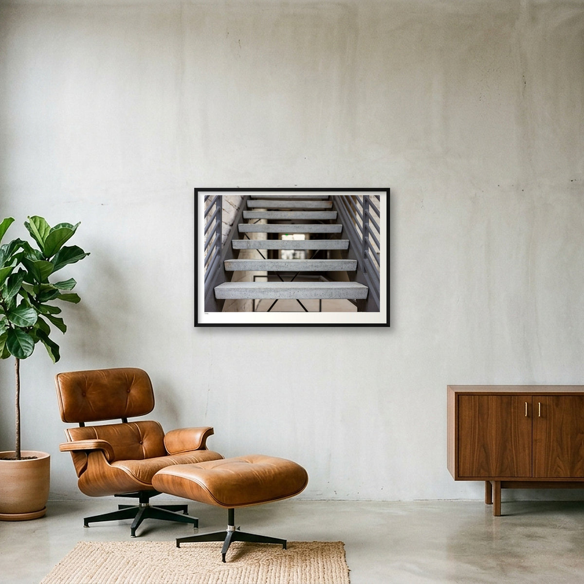 Concrete Steps — 100×70cm, 39×28" Black Frame