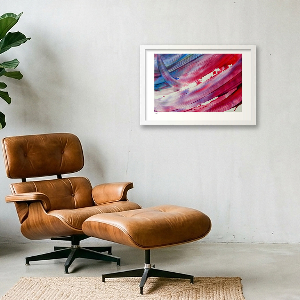 Crimson Current — 45×30cm, 18×12" White Frame