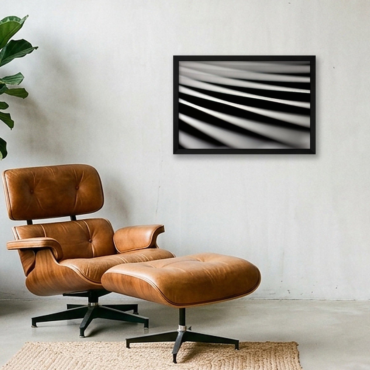 Monochrome Curves — 45×30cm, 18×12" Black Frame