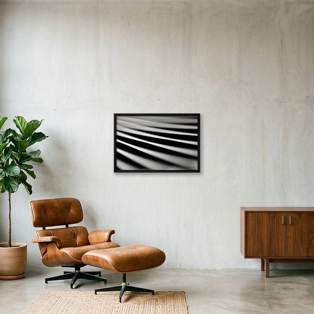 Monochrome Curves — 60×40cm, 24×16" Black Frame