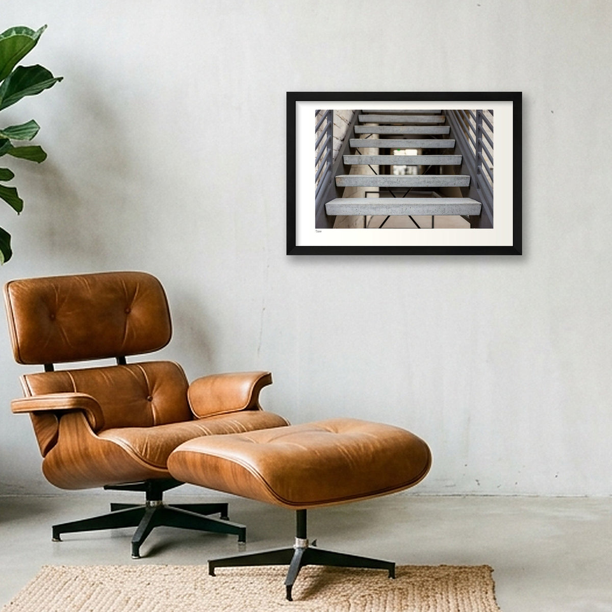 Concrete Steps — 45×30cm, 18×12" Black Frame