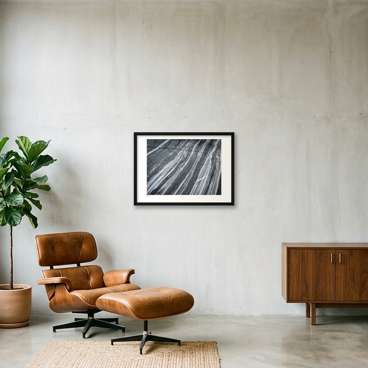 Stone Lines — 59×42cm, 23×17" Black Frame