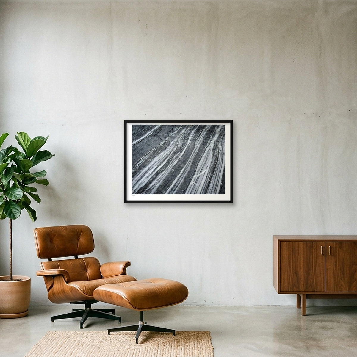 Stone Lines — 80×60cm, 31×24" Black Frame
