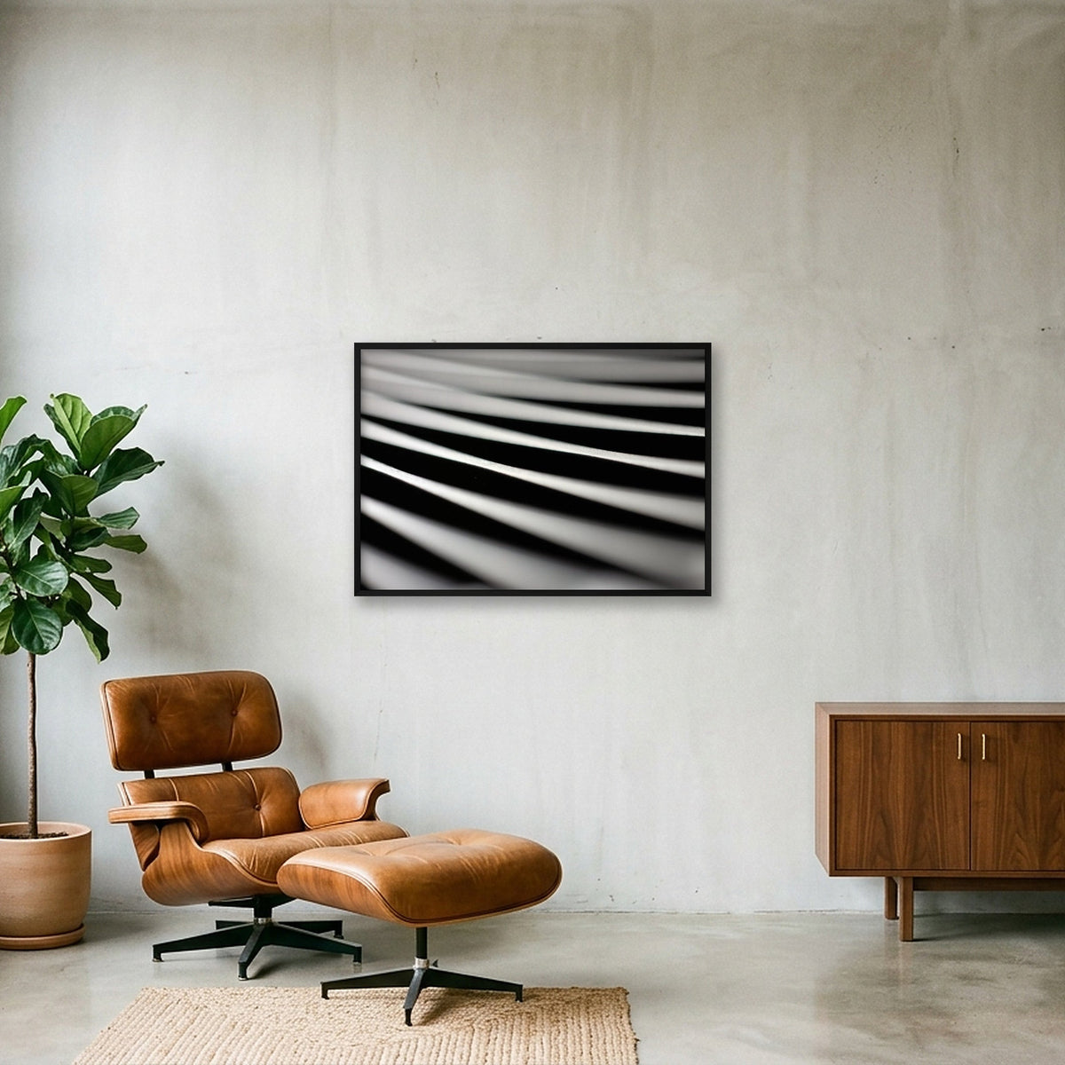 Monochrome Curves — 100×70cm, 39×28" Black Frame