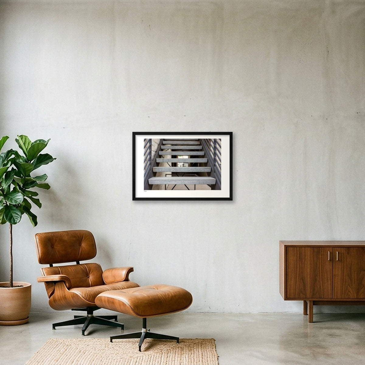 Concrete Steps — 60×40cm, 24×16" Black Frame
