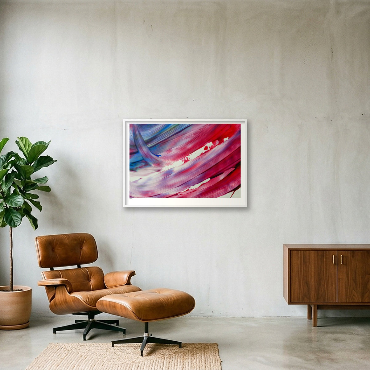 Crimson Current — 100×70cm, 39×28" White Frame